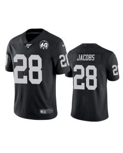 Youth Oakland Raiders #28 Josh Jacobs Black 2019 100th Season With 60 Patch Vapor Untouchable Limited Stitched NFL Jersey
