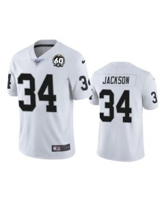Youth Oakland Raiders #34 Bo Jackson White 2019 100th Season With 60 Patch Vapor Untouchable Limited Stitched NFL Jersey