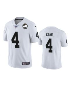 Youth Oakland Raiders #4 Derek Carr White 2019 100th Season With 60 Patch Vapor Untouchable Limited Stitched NFL Jersey