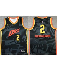Youth Oklahoma City Thunder #2 Shai Gilgeous-Alexander Black 2023/24 City Edition Stitched Basketball Jersey (Black)