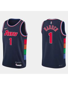 Youth Philadelphia 76ers #1 James Harden Navy City Edition Swingman Stitched Jersey