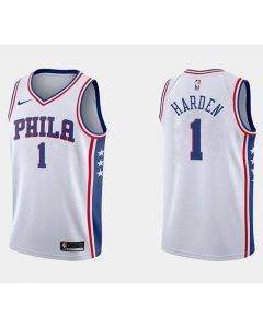 Youth Philadelphia 76ers #1 James Harden White Association Edition Swingman Stitched Jersey