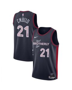 Youth Philadelphia 76ers #21 Joel Embiid Navy 2023/24 City Edition Stitched Jersey