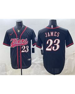 Youth Philadelphia 76ers #23 LeBron James Black Cool Base Baseball Jersey (Black)