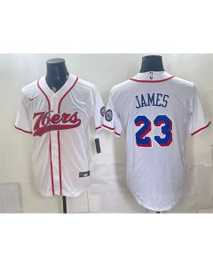 Youth Philadelphia 76ers #23 LeBron James White Cool Base Baseball Jersey