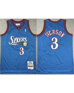 Youth Philadelphia 76ers #3 Allen Iverson Blue Stitched Jersey