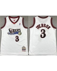 Youth Philadelphia 76ers #3 Allen Iverson White Stitched Jersey