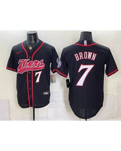 Youth Philadelphia 76ers #7 Jaylen Brown Black Cool Base Baseball Jersey (Black Brown)