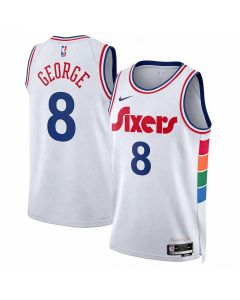 Youth Philadelphia 76ers #8 Paul George Nike White 2024/25 Swingman City Edition Jersey (White)