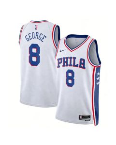 Youth Philadelphia 76ers #8 Paul George White 2022/23 Swingman Association Edition Jersey (White)