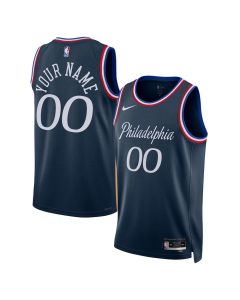 Youth Philadelphia 76ers Navy 2025/26 Swingman City Edition Custom Jersey