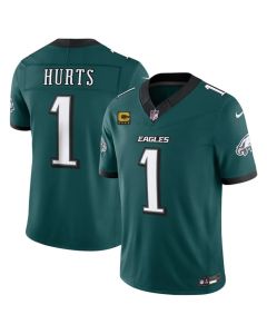 Youth Philadelphia Eagles #1 Jalen Hurts Green 2026 4-Star C Patch Vapor F.U.S.E. Untouchable Limited Jersey