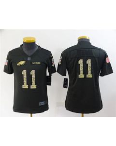 Youth Philadelphia Eagles #11 A. J. Brown Black Salute To Service Stitched Football Jersey