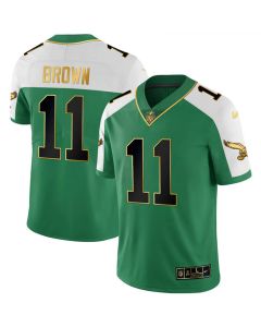 Youth Philadelphia Eagles #11 A.J. Brown Kelly Green Alternate Gold Vapor Limited Jersey