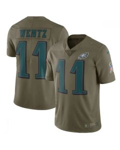 Youth Philadelphia Eagles #11 Carson Wentz Olive Salute To Service Limited Stitched NFL Jersey