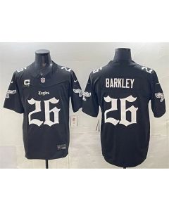 Youth Philadelphia Eagles #26 Saquon Barkley Black 2025 F.U.S.E. "Gothic Philly Edition" With 3-Star C Patch Vapor Limited Stitched Football Jersey (Black)