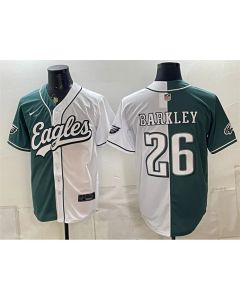 Youth Philadelphia Eagles #26 Saquon Barkley Green Split Stitched Jersey (Green)