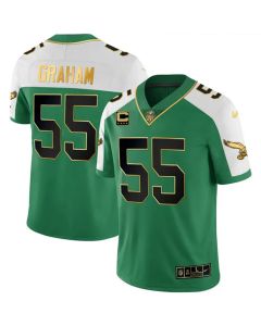 Youth Philadelphia Eagles #55 Brandon Graham Kelly Green Alternate Gold With 4-Star C Patch Vapor Limited Jersey