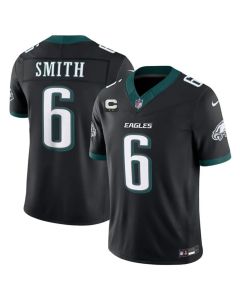 Youth Philadelphia Eagles #6 DeVonta Smith Black 2026 2-Star C Patch Vapor F.U.S.E. Untouchable Limited Throwback Jersey (Black)