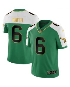 Youth Philadelphia Eagles #6 DeVonta Smith Kelly Green Alternate Gold Vapor Limited Jersey (Green Gold)