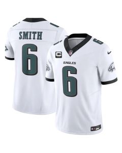 Youth Philadelphia Eagles #6 DeVonta Smith White 2026 2-Star C Patch Vapor F.U.S.E. Untouchable Limited Jersey (White)