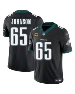 Youth Philadelphia Eagles #65 Lane Johnson Black 2026 4-Star C Patch Throwback Vapor F.U.S.E. Untouchable Limited Jersey (Black)