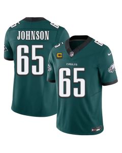 Youth Philadelphia Eagles #65 Lane Johnson Green 2026 4-Star C Patch Vapor F.U.S.E. Untouchable Limited Jersey (Green)
