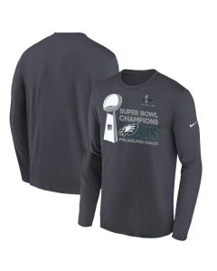 Youth Philadelphia Eagles Anthracite Super Bowl LIX Champions Locker Room Trophy Collection Long Sleeve T-Shirt (Style 2)