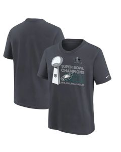 Youth Philadelphia Eagles Anthracite Super Bowl LIX Champions Locker Room Trophy Collection T-Shirt (Style 2)