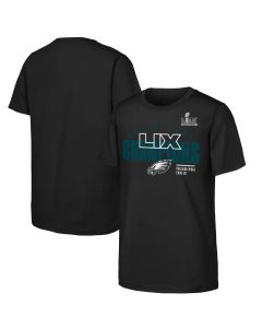 Youth Philadelphia Eagles Black Super Bowl LIX Champions Iconic Victory T-Shirt (Black)