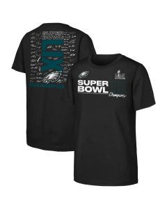 Youth Philadelphia Eagles Black Super Bowl LIX Champions Roster T-Shirt (Black)