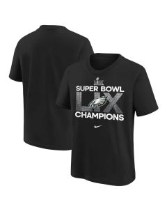 Youth Philadelphia Eagles Black Super Bowl LIX Champions T-Shirt (Black)