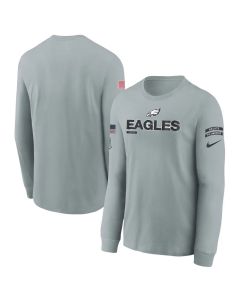 Youth Philadelphia Eagles Gray 2024 Salute To Service Long Sleeve T-Shirt (Gray)