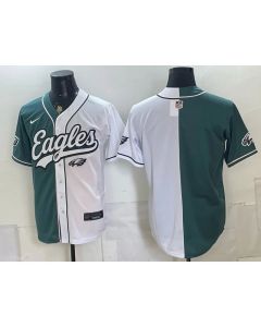 Youth Philadelphia Eagles Green Split Cool Base Stitched Baseball Jersey (Style 5)