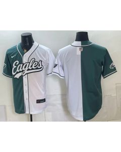Youth Philadelphia Eagles Green Split Cool Base Stitched Baseball Jersey (Style 9)