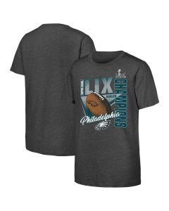 Youth Philadelphia Eagles Heather Charcoal Super Bowl LIX Champions Own the Moment Tri-Blend T-Shirt (Charcoal)