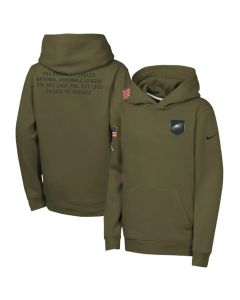 Youth Philadelphia Eagles Olive 2025 Salute to Service Club Fleece Hoodie (Olive)