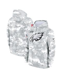 Youth Philadelphia Eagles White/Gray 2024 Salute To Service Pullover Hoodie (White Gray)