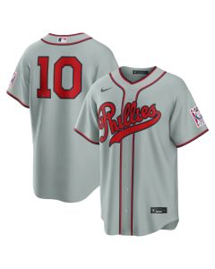 Youth Philadelphia Phillies #10 J.T. Realmuto Gray 2026 Field of Dreams Stadium Jersey
