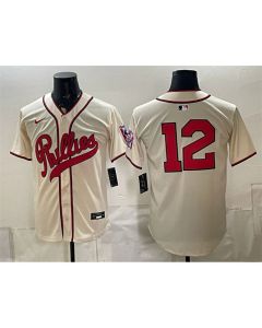 Youth Philadelphia Phillies #12 Kyle Schwarber Cream 2026 Field of Dreams Stadium Stitched Baseball Jersey (Cream)