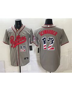 Youth Philadelphia Phillies #12 Kyle Schwarber Gray 2026 Field of Dreams USA 250 Fourth of July Stadium Jersey (Gray)