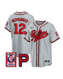 Youth Philadelphia Phillies #12 Kyle Schwarber Gray Stitched Baseball Jersey (Gray)