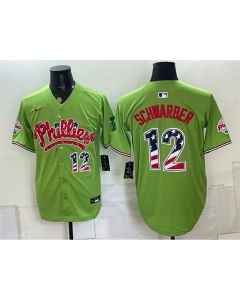 Youth Philadelphia Phillies #12 Kyle Schwarber Green Phanatic USA 250 Fourth of July Jersey (Green)