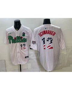 Youth Philadelphia Phillies #12 Kyle Schwarber White Phanatic USA 250 Fourth of July Jersey (Style 5)