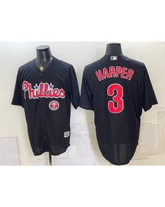 Youth Philadelphia Phillies #3 Bryce Harper Black Cool Base Stitched Baseball Jersey (Style 3)