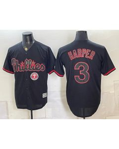 Youth Philadelphia Phillies #3 Bryce Harper Black Cool Base Stitched Baseball Jersey (Style 9)