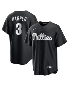 Youth Philadelphia Phillies #3 Bryce Harper Black Lights Out Replica Player Jersey (Black)