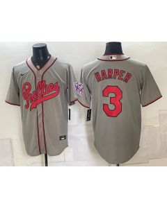 Youth Philadelphia Phillies #3 Bryce Harper Gray Cool Base Stitched Baseball Jersey (Style 2)