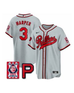 Youth Philadelphia Phillies #3 Bryce Harper Gray Stitched Baseball Jersey