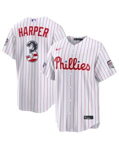 Youth Philadelphia Phillies #3 Bryce Harper White 2026 All-Star Edition Stars & Stripes Stadium Jersey (White)